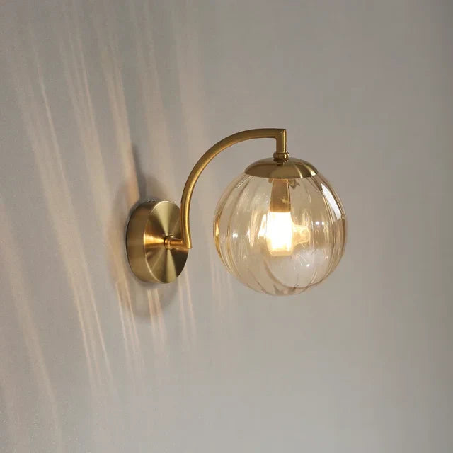 Elegant Glass Wall Light With Modern Brass Design For Home Decor