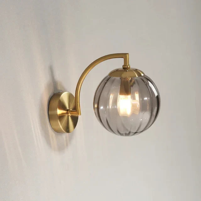 Elegant Glass Wall Light With Modern Brass Design For Home Decor