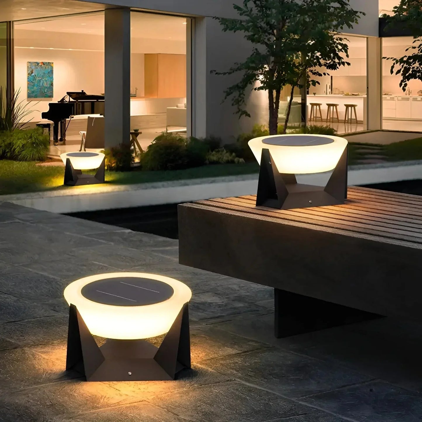 Modern LED Outdoor Pedestal Light – Stylish Solar Garden Lamp