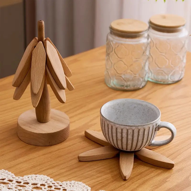 Wooden Tree-Inspired Coaster Set
