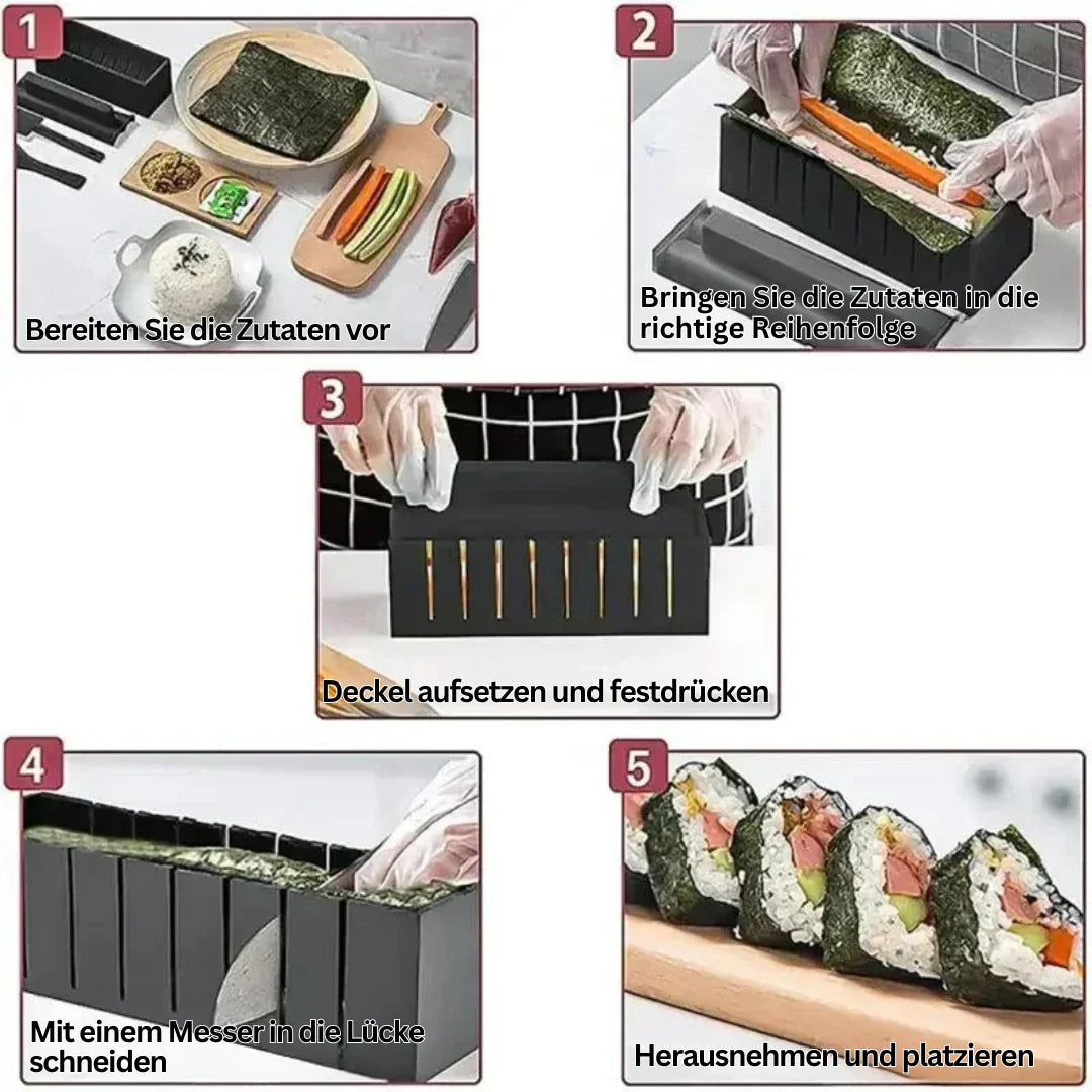 Sushi Rolling and Cutting Set - Practical Sushi Kit with Stencils and Accessories