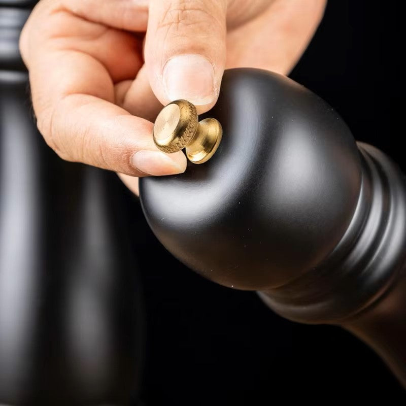 Wooden Salt and Pepper Mill Set - Manual Spice Grinder with Ceramic Mechanism and Adjustable Grind