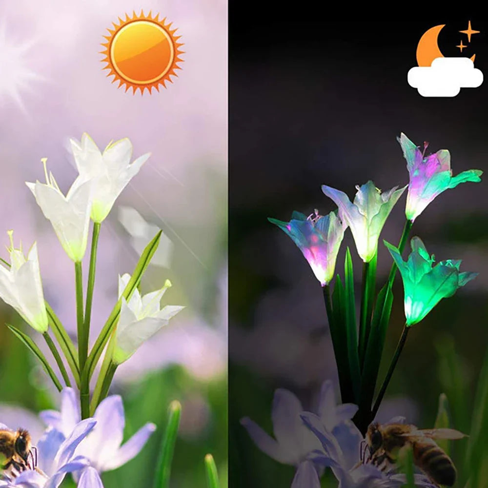 Solar LED Lily Flower Lights – Color-Changing Outdoor Garden Lights with Stake for Landscaping
