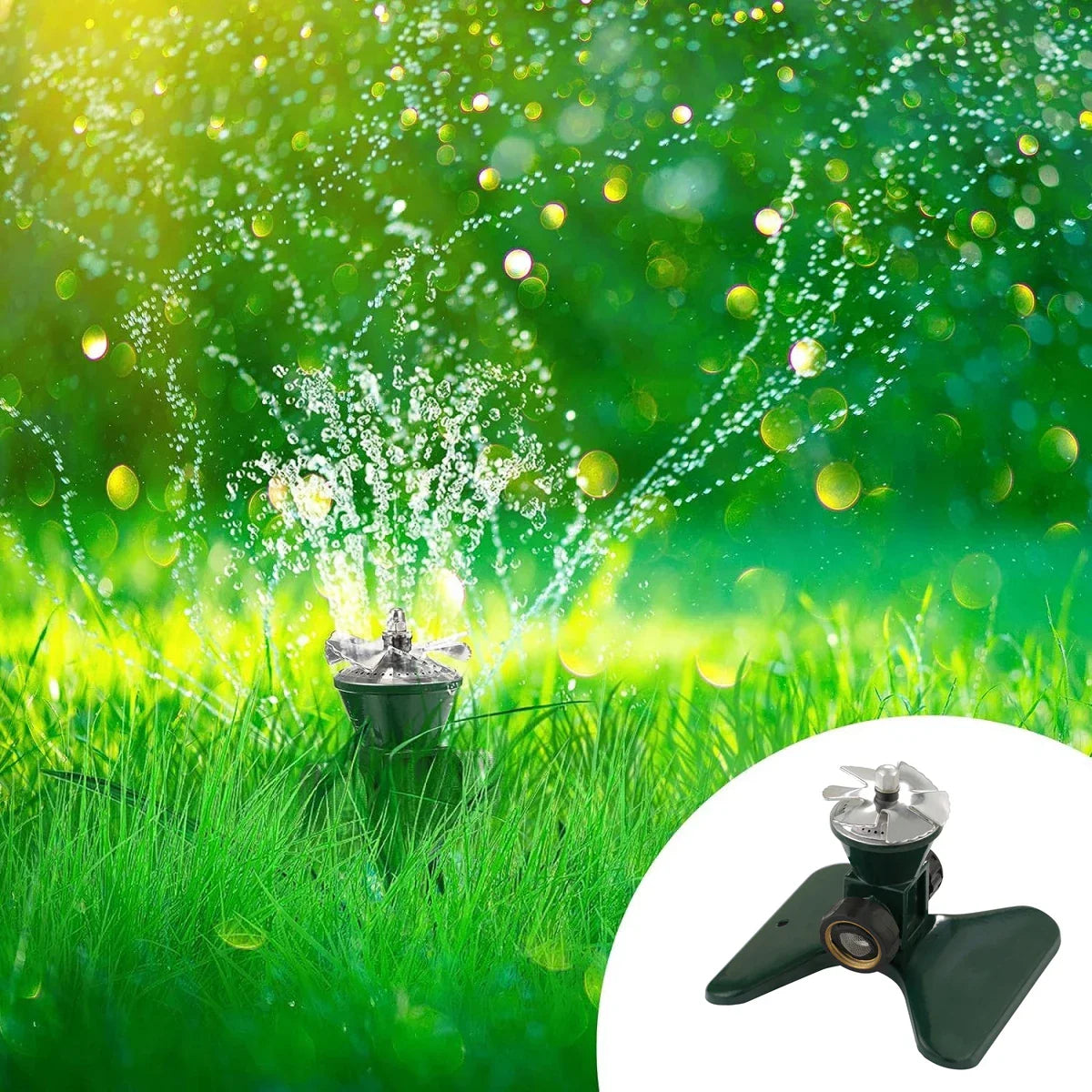360° Rotating Metal Lawn Sprinkler – Automatic Garden Irrigation System for Even Watering