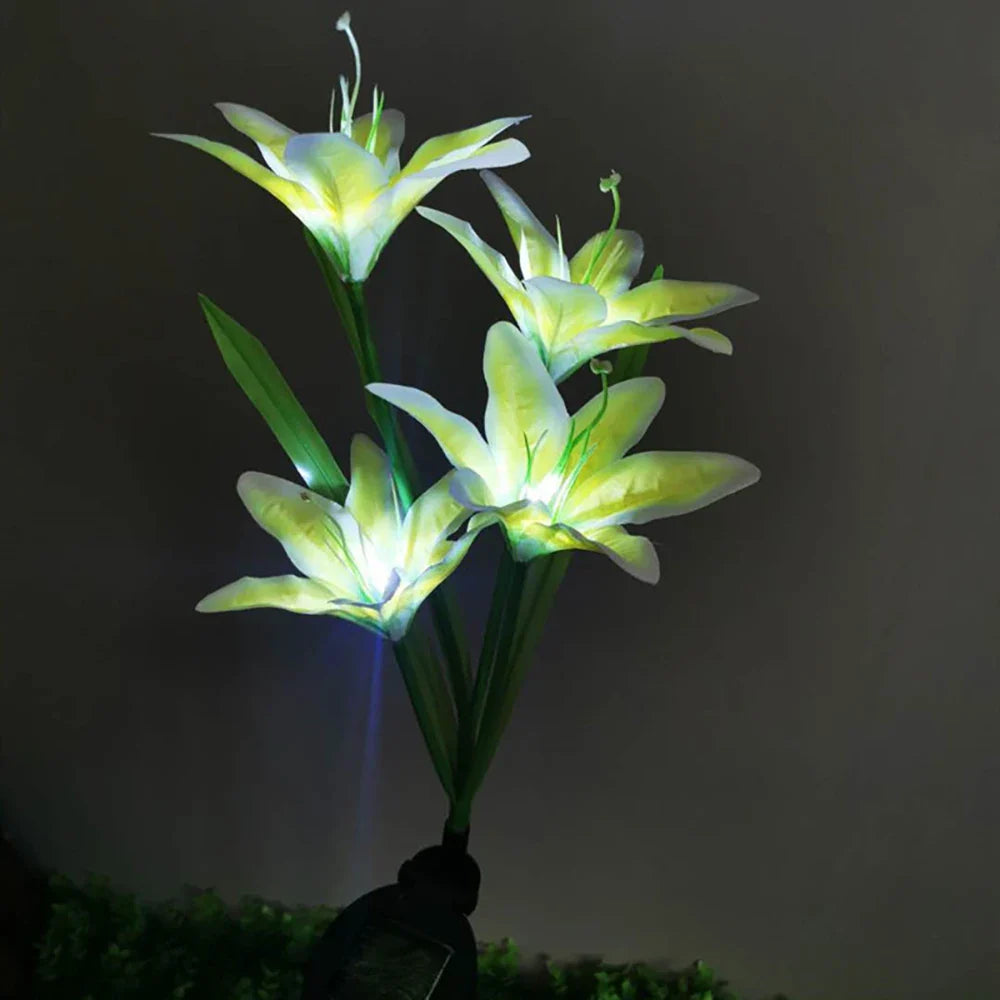Solar LED Lily Flower Lights – Color-Changing Outdoor Garden Lights with Stake for Landscaping