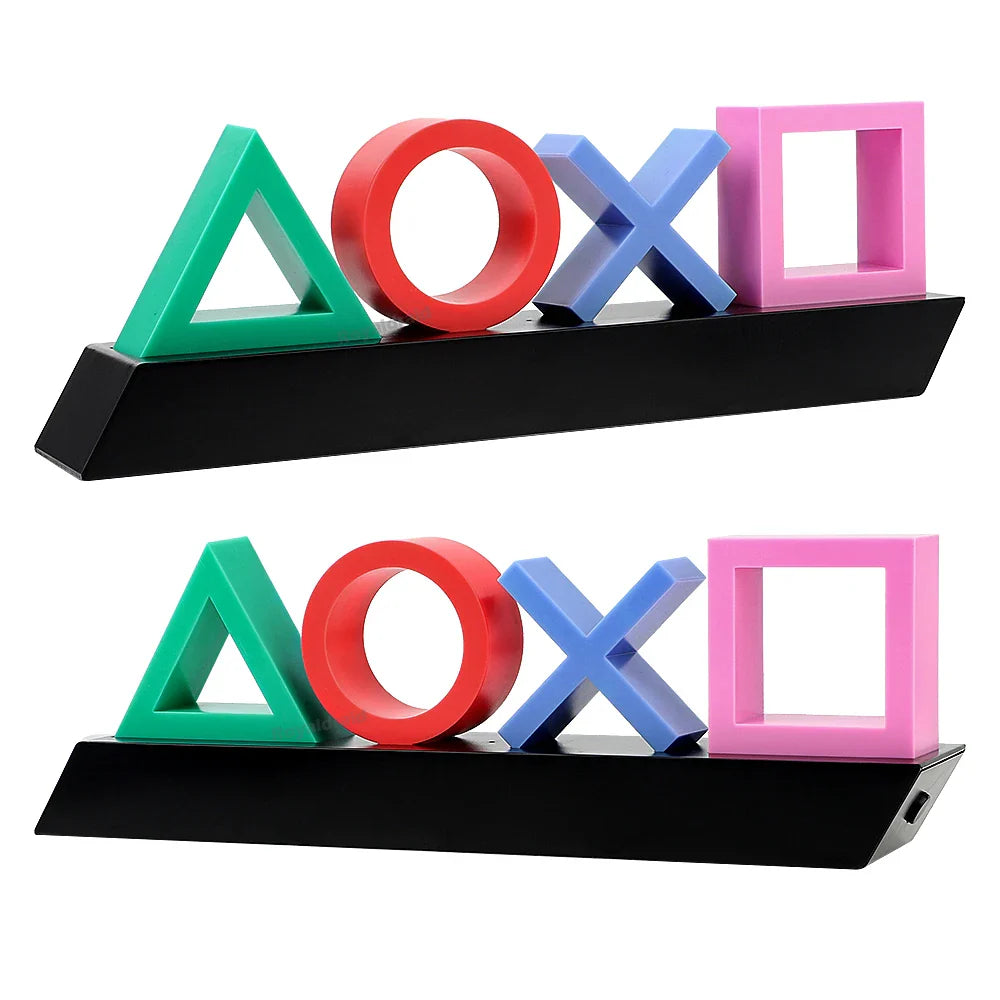 LED Table Lamp with PlayStation Icons – Music-Activated Gaming & Bedroom Decor Lamp