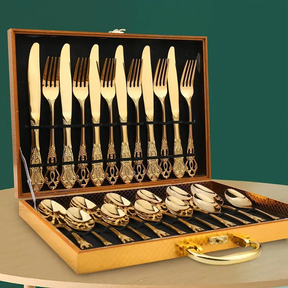 24-Piece Gold Flatware Set – Elegant Cutlery for Luxurious Dining