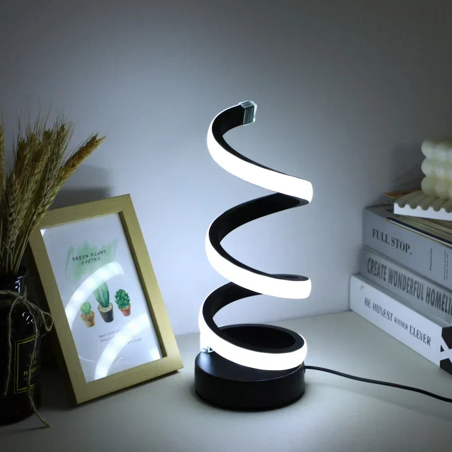 Spiral LED Desk Lamp with Adjustable Light and Modern Design