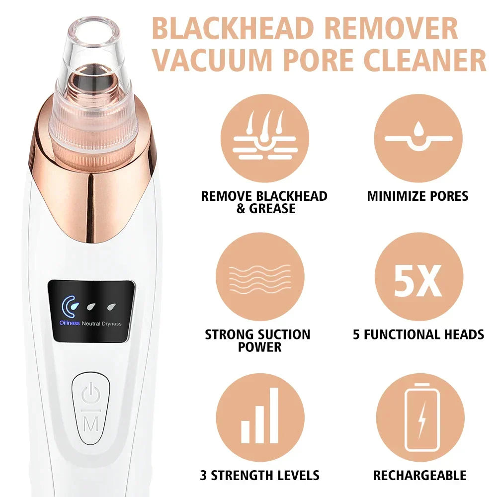 Rechargeable Blackhead Remover & Facial Cleansing Device