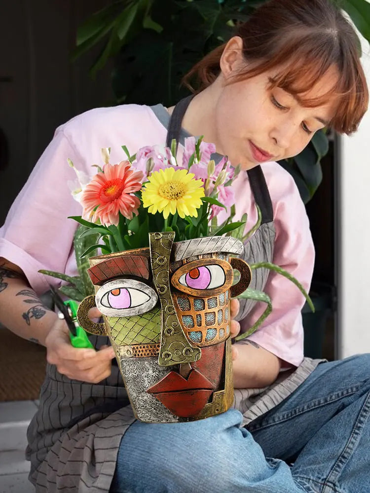 Vibrant Face Planter – Unique Decorative Pot for Home and Garden