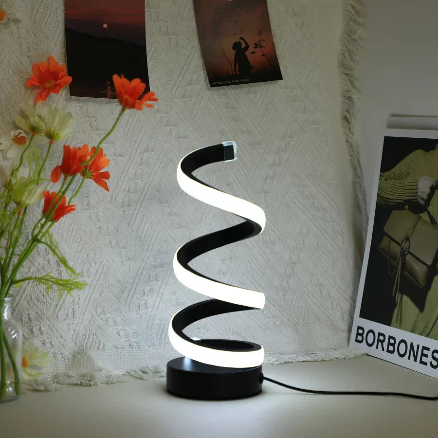 Spiral LED Desk Lamp with Adjustable Light and Modern Design