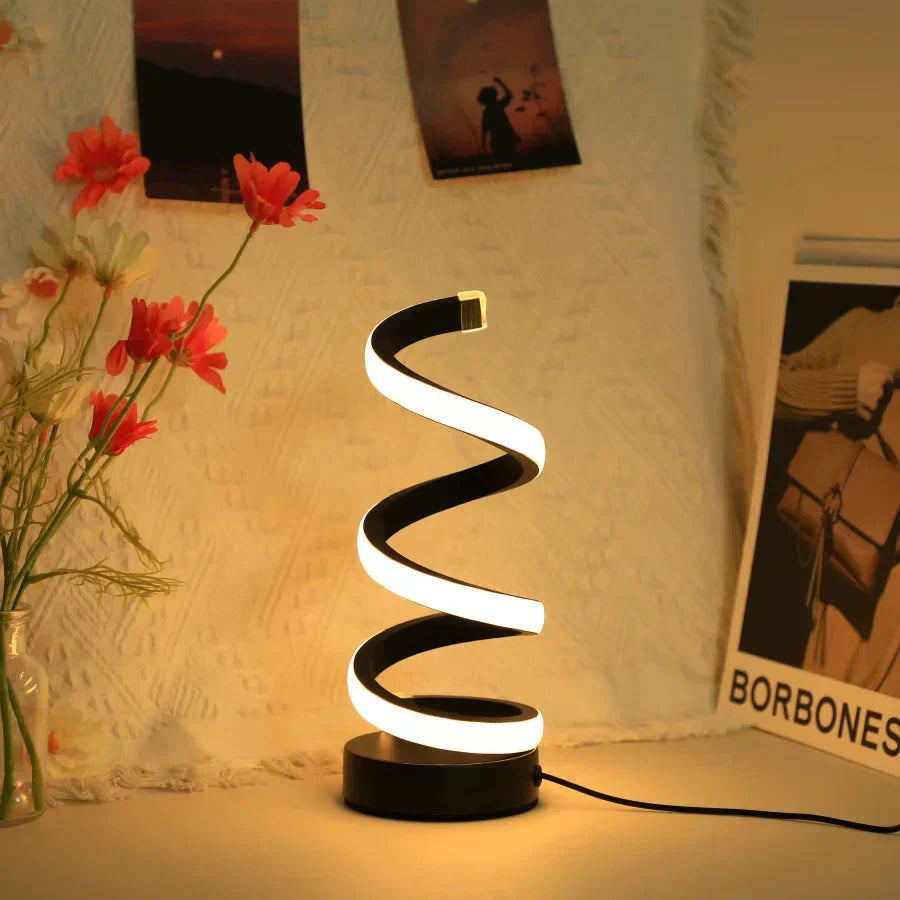 Spiral LED Desk Lamp with Adjustable Light and Modern Design