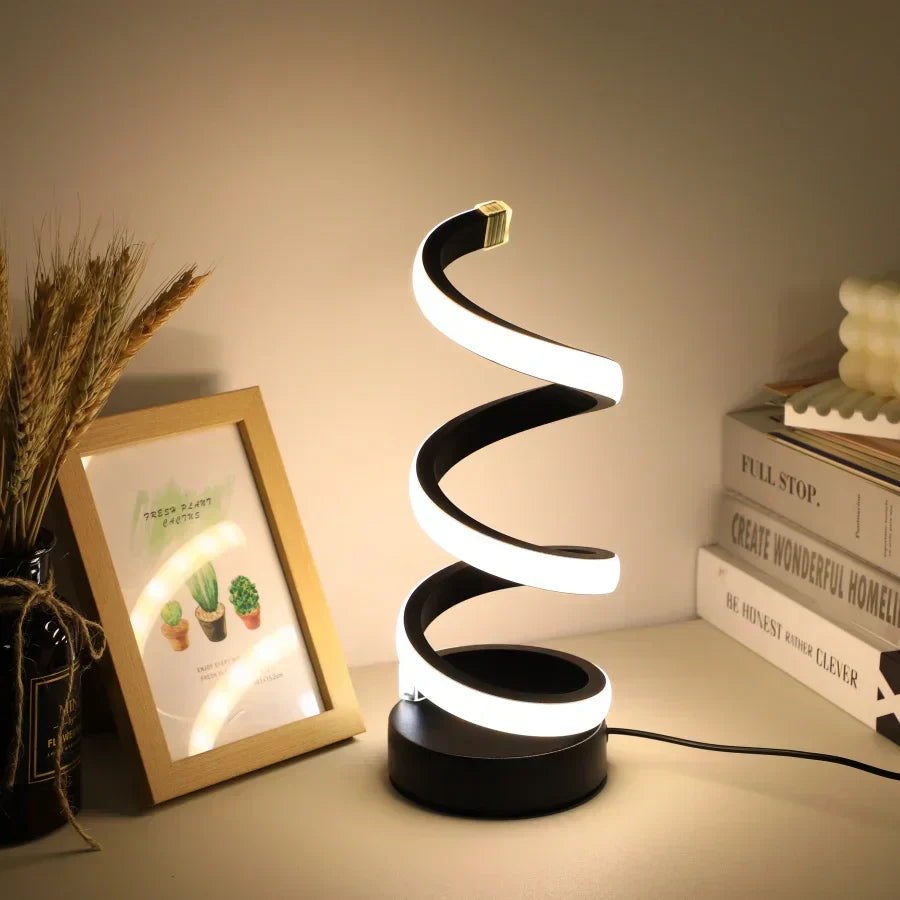 Spiral LED Desk Lamp with Adjustable Light and Modern Design