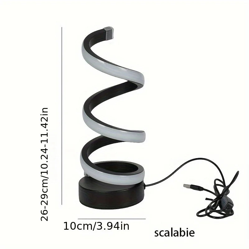 Spiral LED Desk Lamp with Adjustable Light and Modern Design