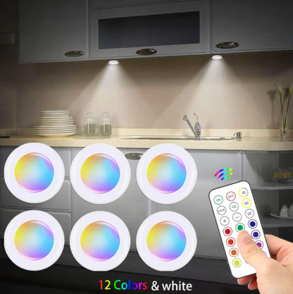 Wireless RGB LED Puck Lights