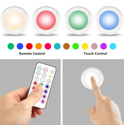 Wireless RGB LED Puck Lights