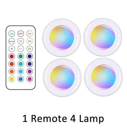 Wireless RGB LED Puck Lights