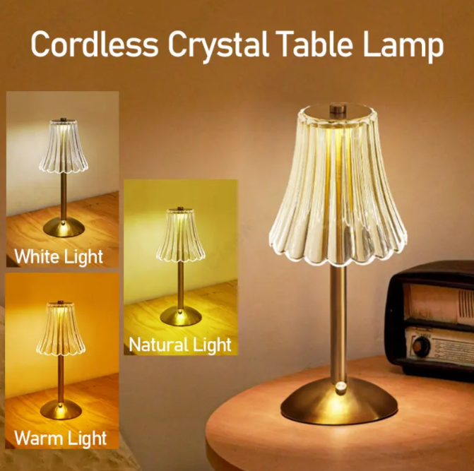 Elegant Wireless Crystal Lamp | Touch Control & Dimmable Light