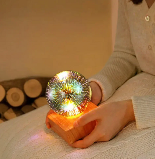 3D Firework Lighted Crystal Sphere