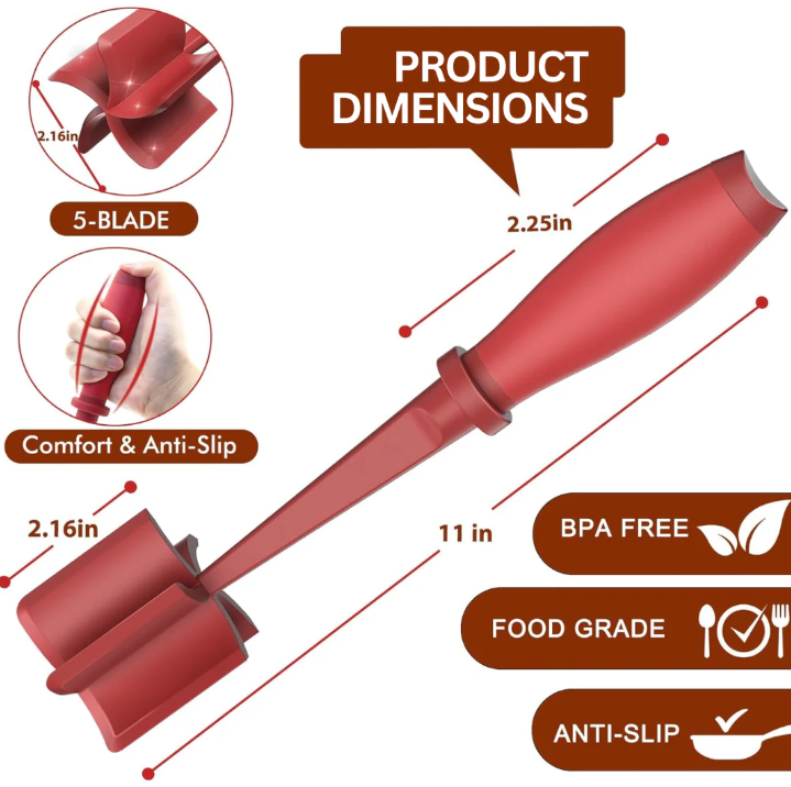 Heat-Resistant Ground Meat Masher