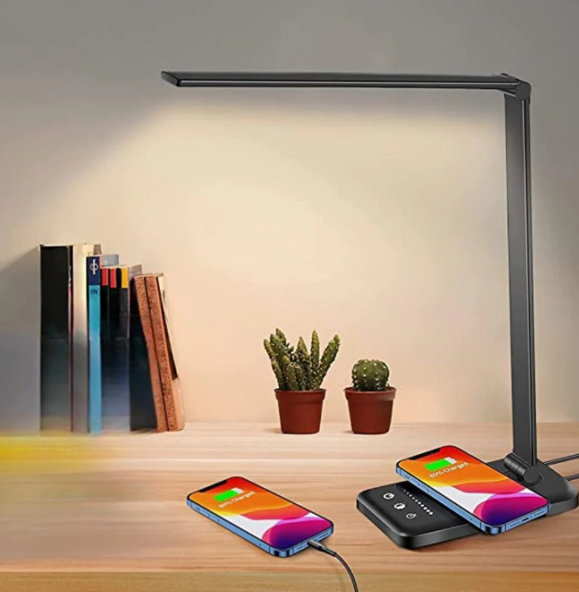 Modern Adjustable LED Desk Lamp With Wireless Charging