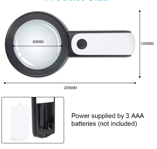 30X High-Power Magnifying Glass With LED Light For Seniors