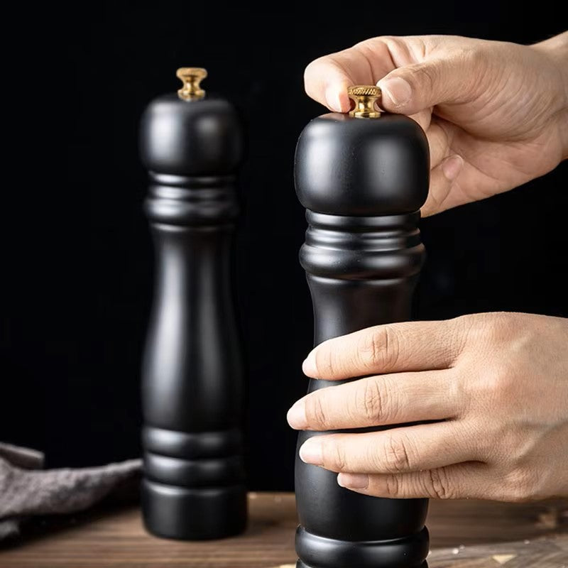 Wooden Salt and Pepper Mill Set - Manual Spice Grinder with Ceramic Mechanism and Adjustable Grind