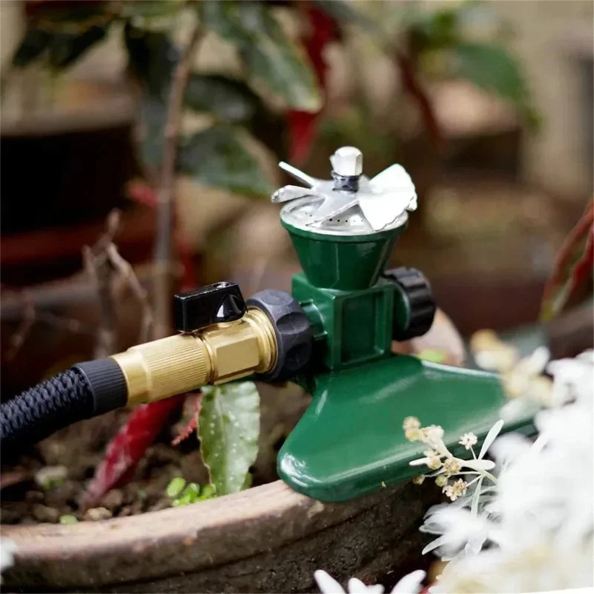 360° Rotating Metal Lawn Sprinkler – Automatic Garden Irrigation System for Even Watering