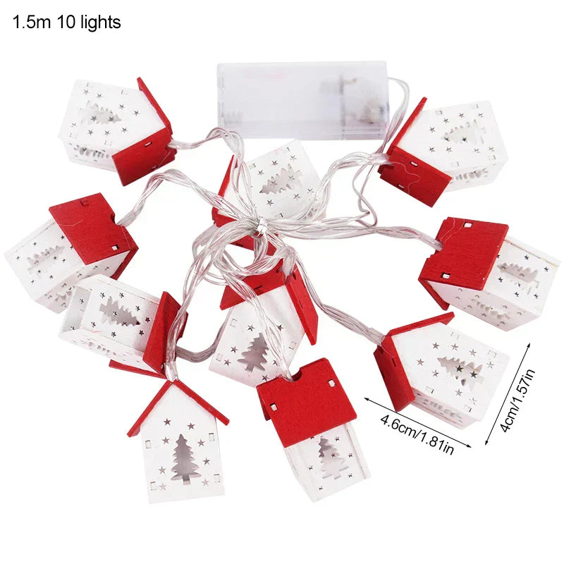 Wooden Christmas Village Houses with LED Lights for Festive Decorations