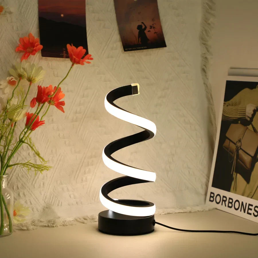 Spiral LED Desk Lamp with Adjustable Light and Modern Design