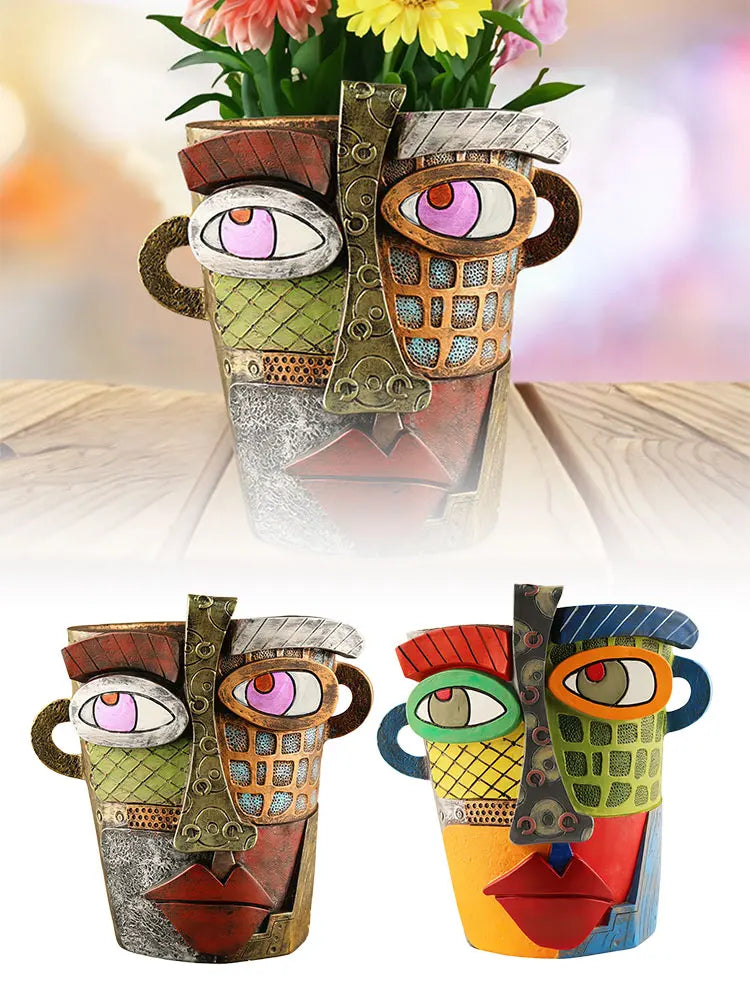 Vibrant Face Planter – Unique Decorative Pot for Home and Garden