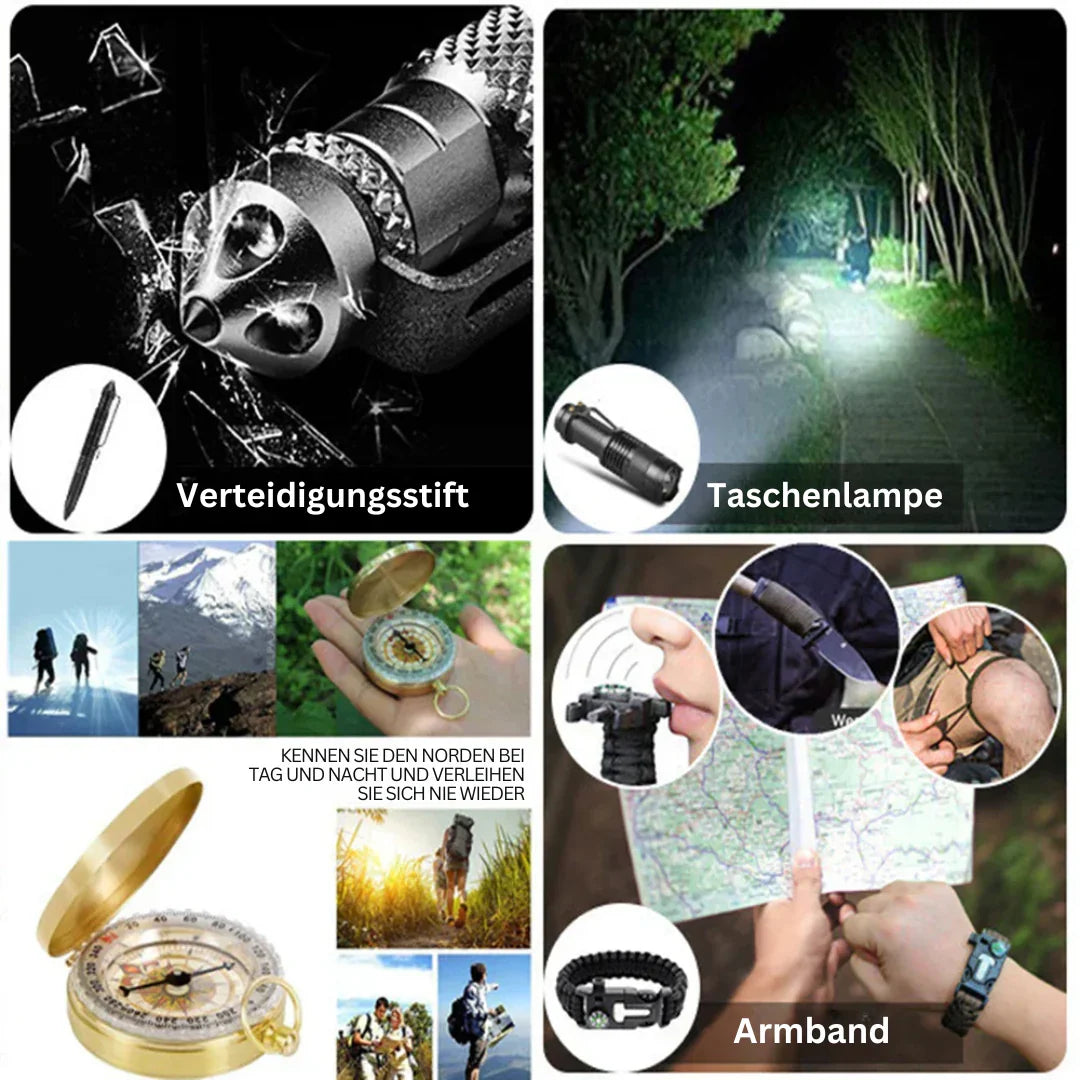 38-in-1 Emergency Survival Kit with First Aid, Flashlight, and Compass