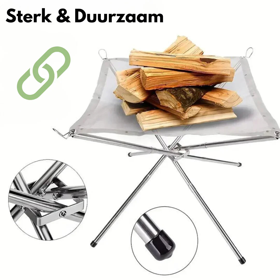 Compact Foldable Campfire Stand – Portable Fire Pit for Camping and Outdoor Adventures