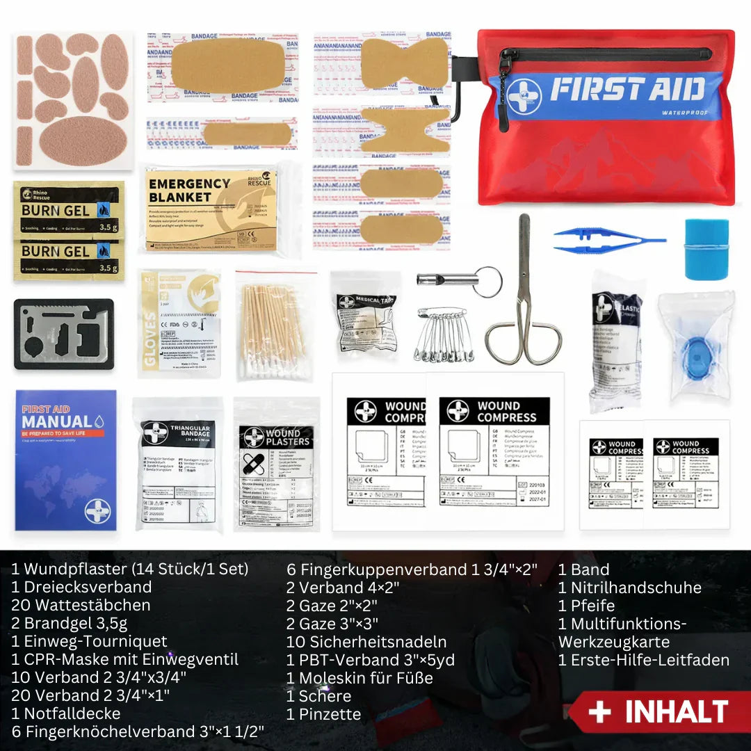 Compact Waterproof First Aid Kit for Travel and Outdoor Adventures - Emergency Kit for Hiking and Camping