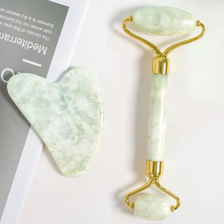 Radiant Skin Gua Sha & Jade Roller Set | For Glowing Skin and Relaxation