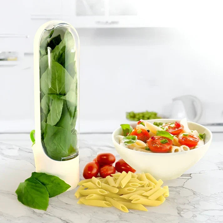 Airtight Herb Keeper – Space-Saving Storage Container for Maximum Freshness