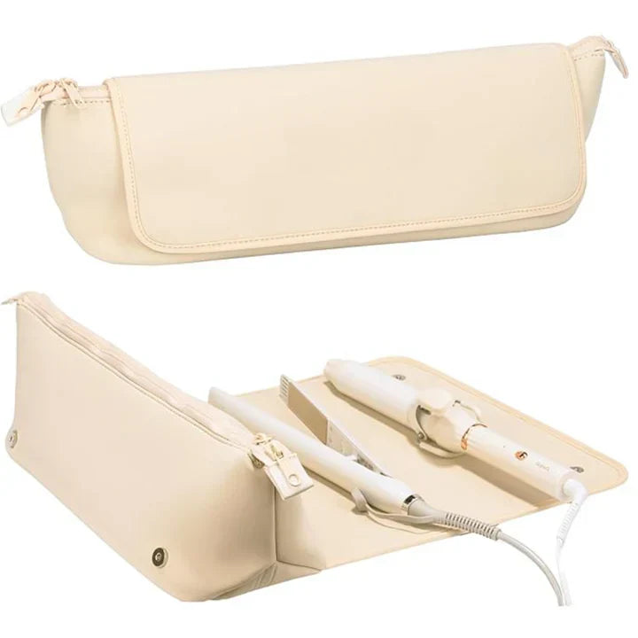 Travel-Friendly 2-in-1 Hair Tool Storage Bag & Heat-Resistant Mat