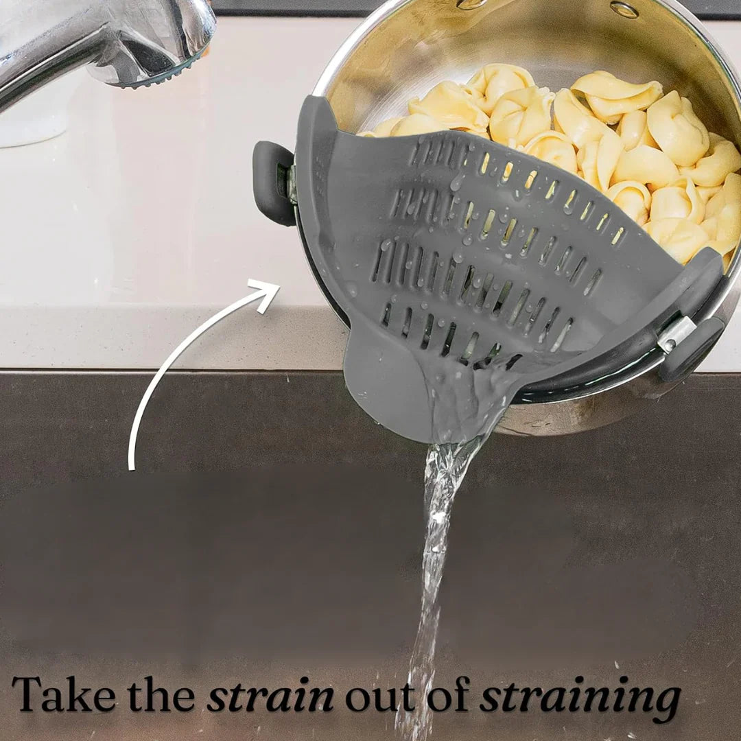 Heat-Resistant Silicone Strainer with Clip for Easy Food Draining