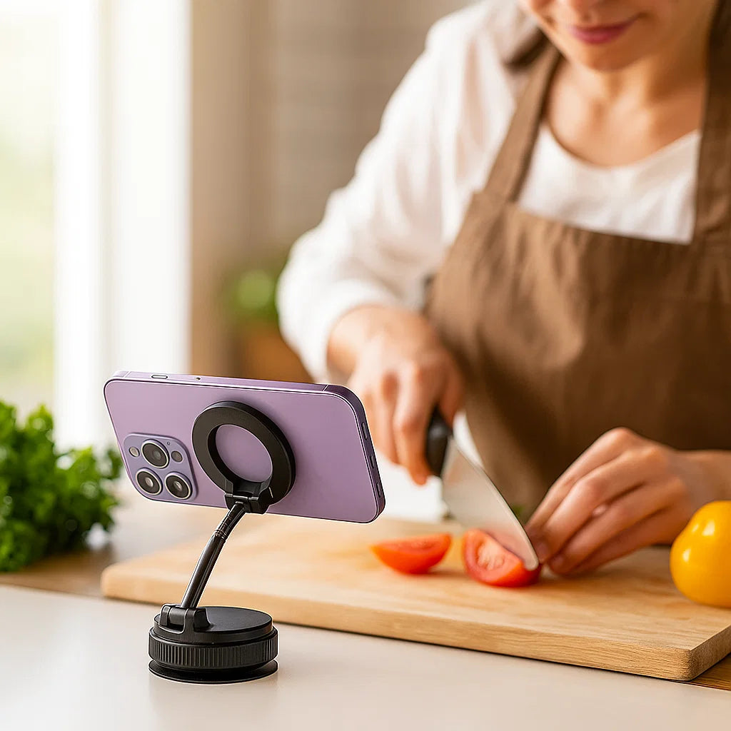 Magnetic Suction Cup – Extendable 360° Phone Holder with Vacuum Lock