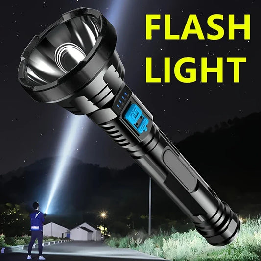 90000LM LED Searchlight – High-Powered Tactical Torch with USB Charging for Outdoor and Emergency Use