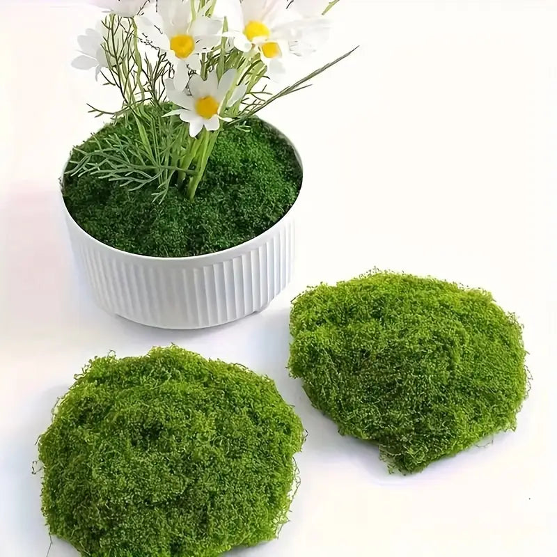 Decorative Artificial Moss with Flowers - Faux Moss for Landscaping and Floristry