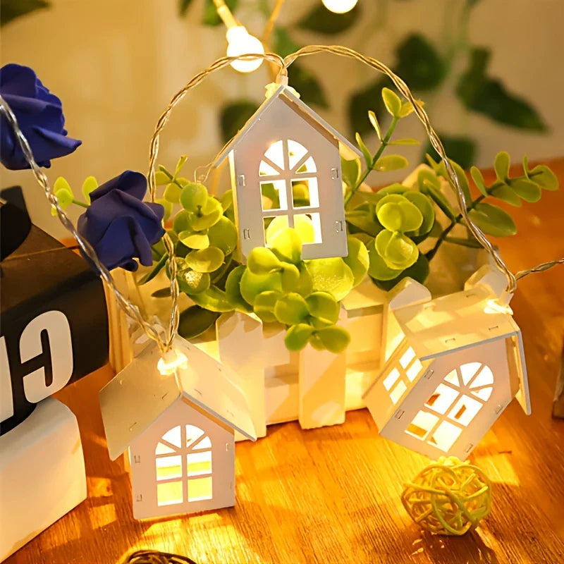 LED String Lights with Tiny House Decorations – Indoor Holiday Fairy Lighting