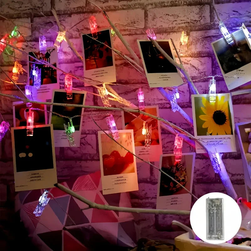 LED Photo Clip String Lights with Battery Power – Colour-Changing Lights for Displaying Photos and Decoration