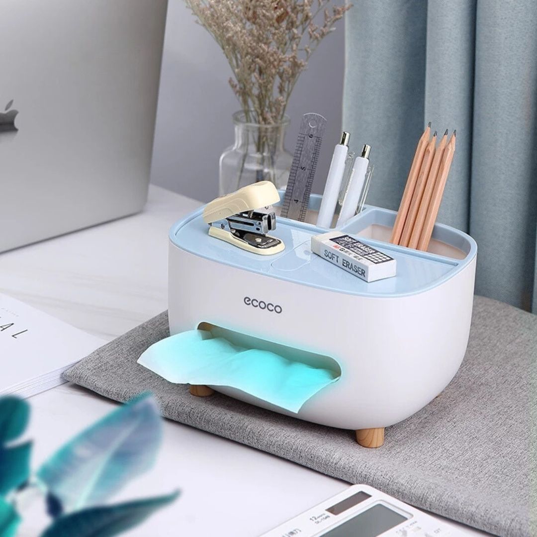 Multi-Functional 4-in-1 Tissue Box Organizer