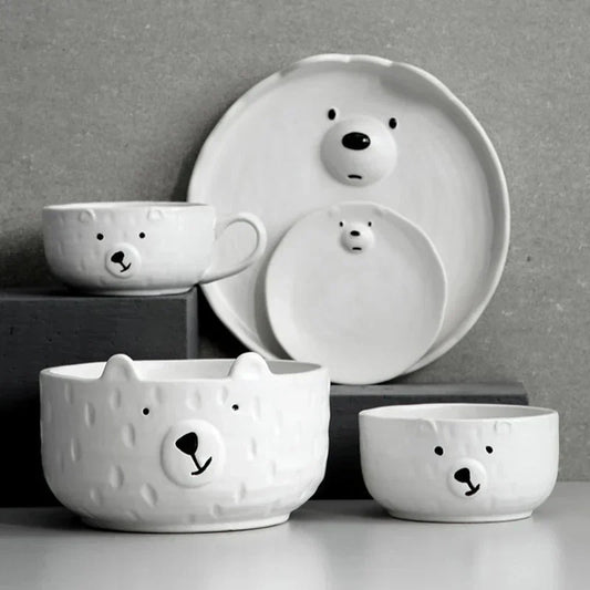 Polar Bear Bowl and Mug Set – Cute Ceramic Tableware