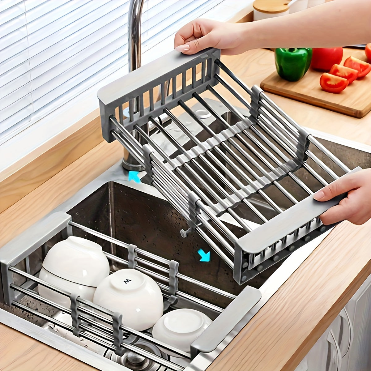 Adjustable Sink Dish Draining Rack – Space-Saving Kitchen Organizer for Crockery and Vegetables