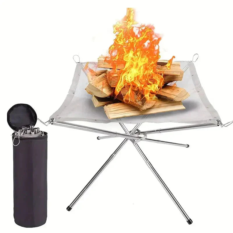 Compact Foldable Campfire Stand – Portable Fire Pit for Camping and Outdoor Adventures