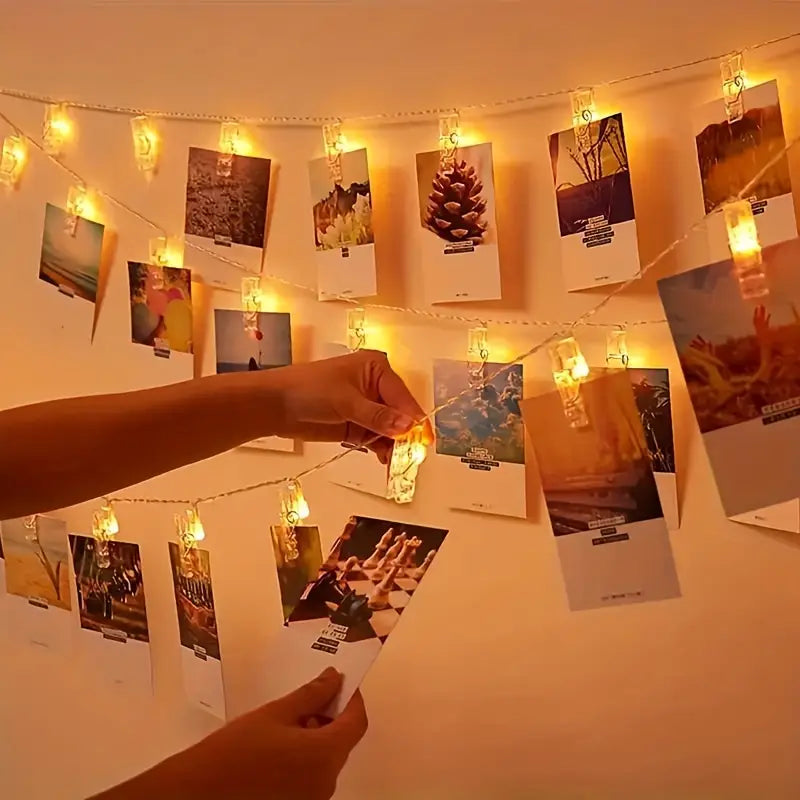 LED Photo Clip String Lights with Battery Power – Colour-Changing Lights for Displaying Photos and Decoration