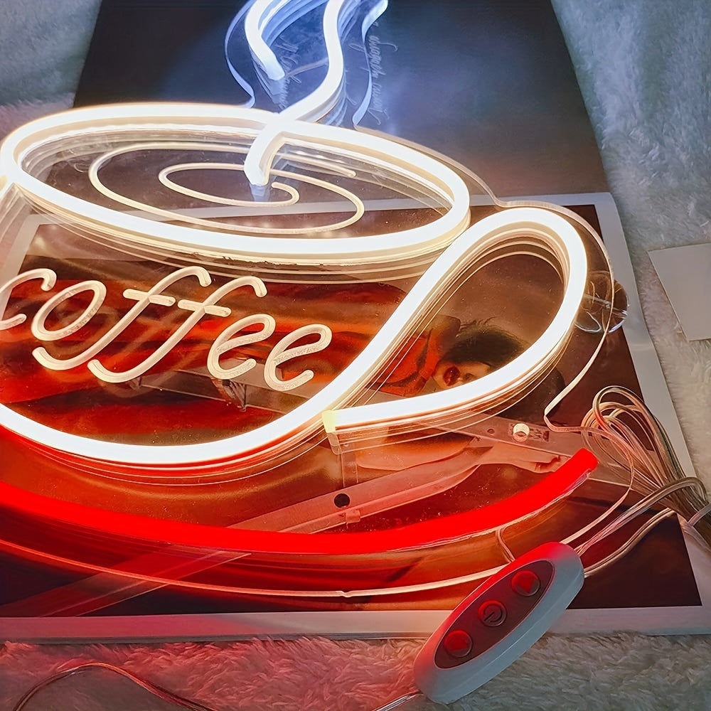 LED Neon Coffee Cup Lamp – Unique Wall Light