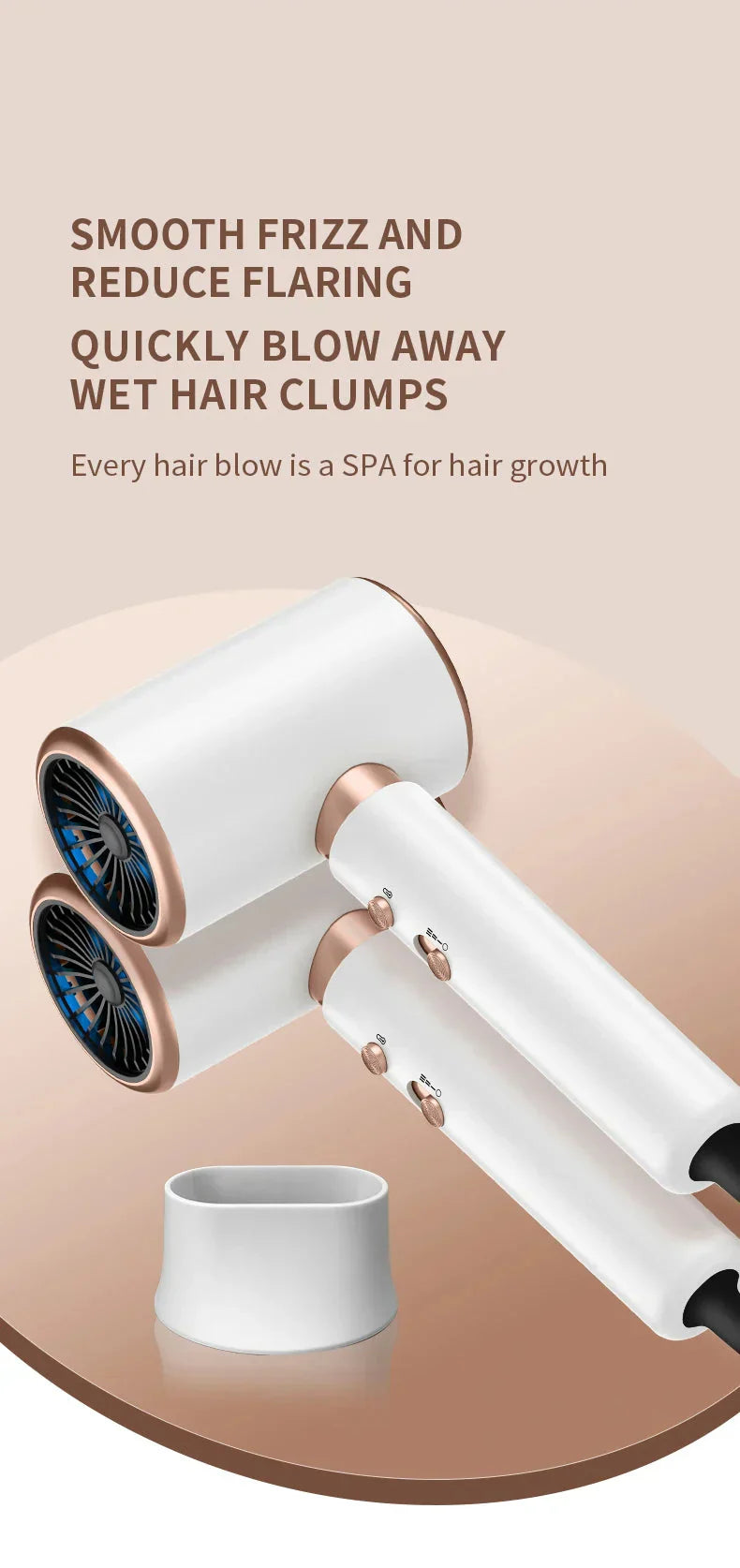 Professional 2400W Ionic Hair Dryer With Hot & Cold Air Function